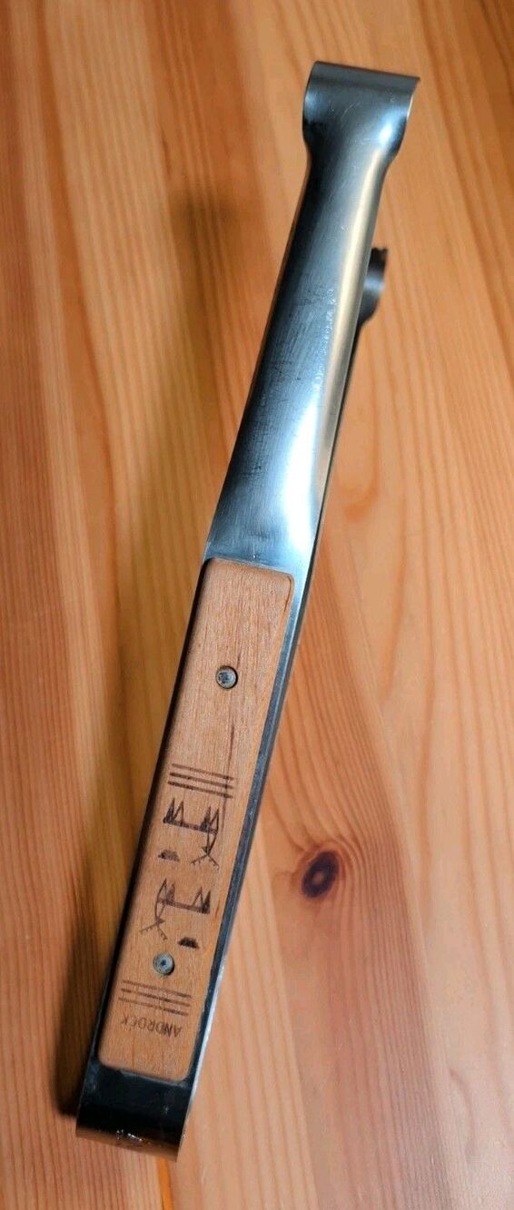 Vintage Androck Serrated BBQ Tongs w Wooden Handle, Stainless Steel